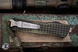 Preowned-Microtech Combat Troodon Frag Off Grenade Green OTF Automatic Knife 3.8" Dagger Reverse Full Serrated, Grenade Bead 142-DR12APFROGG
