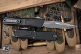 Microtech Combat Troodon Gen III OTF Automatic Black Aluminum 4" M390 Bowie Apocalyptic Stonewash 1146-10AP