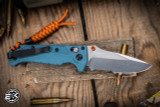 PREORDER- Benchmade Water Mini Adira Folding Knife Depth Blue Grivory 3.2" MagnaCut Stonewash Serrated Drop Point 18065S