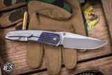 Sharknivco Edison Barajas Custom WAKA Folding Knife Titanium/Purple Flow CamoCarbon Bolsters 3.25" Blasted -EKnives EKclusive