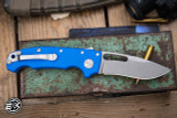 Demko Knives MGAD20S Folding Knife Blue G10 3.75" Kopis Stonewash