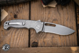 Demko Knives MGAD20 Folding Knife Smooth Titanium 3.6" Kopis Stonewash