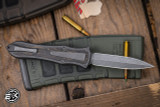 Hawk Knives Deadlock Model C Titanium Gold Carbon Fiber Inlays 3.5" M390 Stonewash Dagger