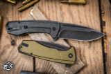 Buck Knives Ruckus Folding Knife Green Aluminum 3.5" D2 Drop Point Stonewash Black 0713GRS-B