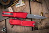 Microtech Combat Troodon Gen III OTF Automatic Red Aluminum 4" M390 Bowie Apocalyptic Stonewash 1146-10APRD