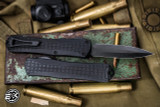 Heretic Knives Manticore X OTF Automatic Knife Black  Aluminum 3.75" Double Edge DLC H032-6A-T