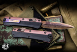 Microtech Marfione Select "Glykon" OTF Rose Gold Titanium 3.75" Bayonet Blued Baker Forge CopperMai Damascus 184-16MS3