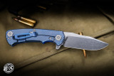 Hinderer Knives Project X Flipper Knife Tri-Way Blue G10 3.65" S45VN Stonewash Blue