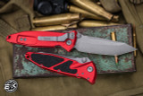 Microtech Socom Elite Manual Folding Knife Red Titanium 4" Tanto Apocalyptic Stonewash 161-10APRD