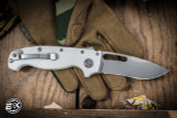 Demko Knives AD20S Folding Knife White G10 3.75"  Kopis Stonewash