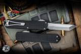 Heretic Knives Manticore E OTF Automatic Knife Black 3.2" Tanto Stonewash Black H027F-2A