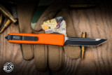 Preowned-Microtech Ultratech OTF Automatic Knife Orange 3.4" Tanto Serrated Black 123-2OR