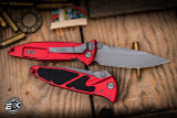 Microtech Socom Elite Manual Folding Knife Red 4" M390 Clip Point Apocalyptic Stonewash 160-10APRD