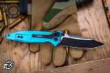 Microtech Socom Elite Manual Folding Knife Turquoise Aluminum 4" Clip Point Black 160-1TQ