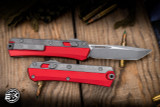 Microtech Glykon OTF Knife Red Aluminum/Titanium 3.75" M390 Tanto Apocalyptic Stonewash 185-10APRD