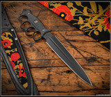 RMJ Tactical Lady Death Fixed Blade Knife Black Poppy G10 7" Graphite Black Cerakote