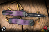Microtech Hera II OTF Automatic Knife X-51 Alien Purple Aluminum 3.85" M390MK Dagger Black 1702-1PUX51S