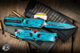 Microtech Combat Troodon Gen III OTF Automatic Knife Comic Strip Turquoise 4" M390 Dagger Cerakote 1142-1TQCOMICS