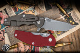 Rick Hinderer Knives Jurassic Hollow Ground Slicer-Battle Bronze-Red G10 3.4″ MagnaCut