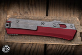 Microtech Glykon OTF Automatic Knife Merlot Red Aluminum/Titanium 3.75" M390 Tanto Apocalyptic Stonewash 185-10APMR