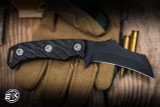 Half Face Blades Vulture Fixed Blade Knife Black Burlap Micarta 3.2"  S45VN Armor Black Cerakote