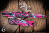 Microtech Combat Troodon Gen III OTF Automatic Knife Black-Pink Light Blue Splatter 4" Dagger 1142-1BKPK-LBSPLS
