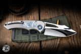 Heretic Knives Custom "Pariah" Manual Folding Knife Mother of Pearl Inlay Titanium 4" Mirror Polish
