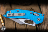 Microtech Stitch Ram-Lok Manual Folder Blue Fluted Aluminum 3.75" M390 Apocalyptic Stonewash 169RL-10APFLBL
