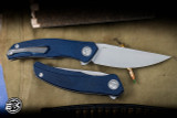 Shirogorov Knives Q95 Ursus Linerlock Folding Knife Blue Micarta 3.75" Elmax Drop Point Stonewash