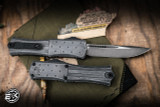 Microtech Hera II Mini OTF Automatic Knife Dark Flag 3" Drop Point Black 1703M-1DKFLAGS