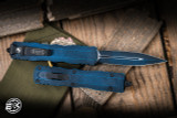 Microtech Dirac Delta OTF Automatic Knife Aluminum 3.8" M390 Dagger Weathered Blue 227-1WBL