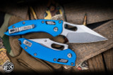Microtech Stitch Ram-LOK Manual Folding Knife Blue Fluted Aluminum 3.75" Stonewash 169RL-10FLBL