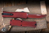 Microtech Hera II Mini OTF Automatic Knife Weathered Red 3" Drop Point Serrated 1703M-1WCM