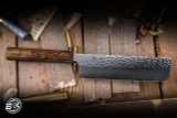 Demko Knives Nakiri Kitchen Knife Japanese Red Oak 7" VG10 San Mai Hammered
