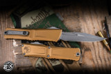 Microtech Combat Troodon Gen III OTF Automatic Tan Aluminum 4" M390 Bowie Apocalyptic Stonewash 1146-10APTA