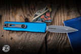 Microtech UTX-85 Gen III OTF Automatic Knife Blue Aluminum 3.1" Apocalyptic Dagger Stonewash 1232-10APBL