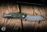 Hawk Knives Talon Folding Knife Titanium Jungle Wear CF Overlay 3.5" M390 Stonewash EK-2537