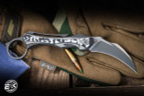 Poikilo Blade Thorny Devil Folding Knife White Fat Carbon Titanium 2.6" Hawkbill Stonewash