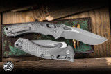 Microtech Marfione Select Amphibian Ram-LOK Folding Knife Frag Titanium 3.9" M390 Apocalyptic Stonewash Serrated 137RL-11APFRMS1