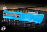 Preowned-Microtech Combat Troodon Gen III OTF Automatic Knife Marbled Blue 4" M390 Stonewash 1143-10MBL