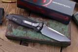 Preowned-Microtech Socom Elite Manual Folding Knife Black 4" Tanto Stonewash 161-10