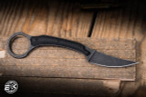 Preowned-Bastinelli Knives Dopamine Fixed Blade Knife Black G10 1.5" Dark Stonewash