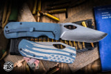 McNees Knives Dixon Folding Knife OL' Glory Blue Titanium 3.75" MagnaCut Stonewash Two Tone