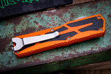 Preowned-Heretic Knives "Colossus" OTF Orange Aluminum 3.5" Drop Point Stonewash H039-2A-ORG