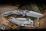 Microtech Marfione Select Amphibian Ram-LOK Folding Knife Frag Titanium 3.9" Stonewash 137RL-10FRMS4