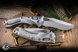 Microtech Marfione Select Amphibian Ram-LOK Folding Knife Frag Titanium 3.9" M390 Stonewash Serrated 137RL-11FRMS4