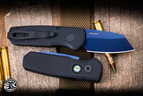 ProTech Runt 5 Automatic Folding Knife Black Aluminum 1.9" 20CV Reverse Tanto Sapphire Blue R5203-SB