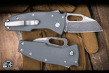 Demko Knives Nano-Shark Shark Lock Folding Knife Grey GRN 2" AUS10A Shark Foot Stonewash