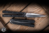ProTech/Squid Industries FlyFather Balisong Butterfly Knife Black 4" 154CM Spear Point Satin
