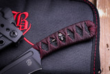 Bastinelli Knives "Sin" Fixed Blade Knife Custom Red Tsuka Wrap Menuki 3.5" Dark Stonewash